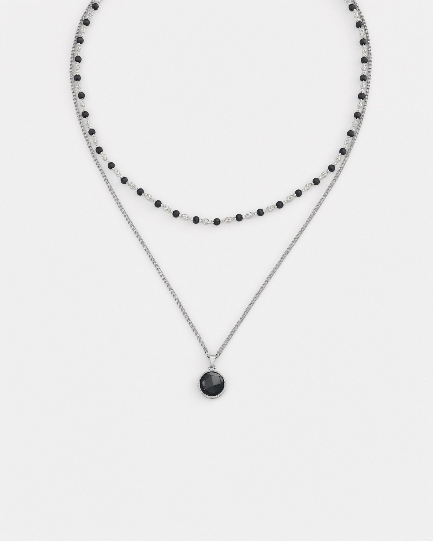 Obsidian - Stainless Steel Necklace