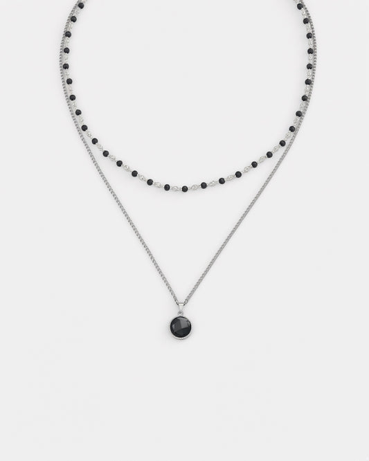 Obsidian - Stainless Steel Necklace